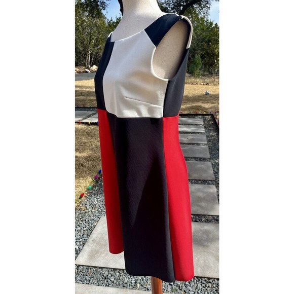 La Petite Robe Chiara Boni Black Red White Colorblock Cocktail Dress Size 44 - Picture 3 of 16
